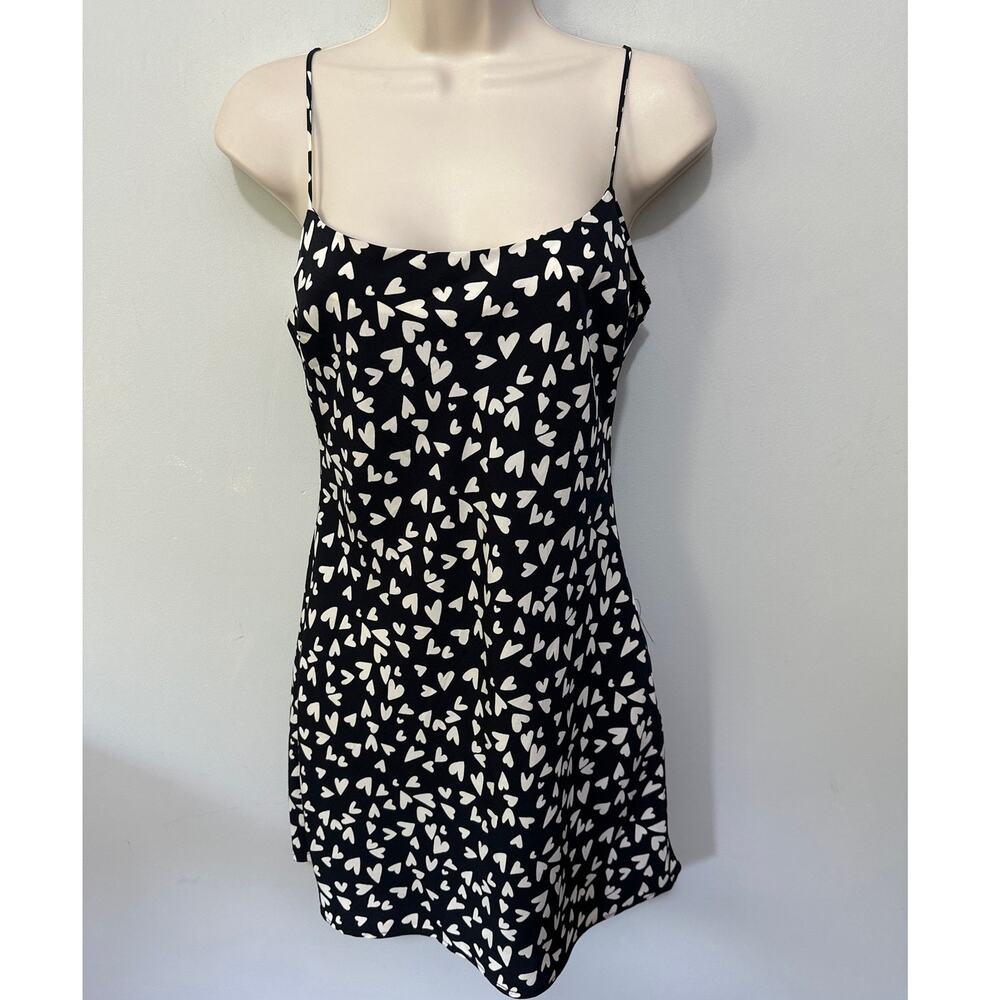 Abercrombie & Fitch Dress Xs Black White Hearts Mini Babydoll Strappy Indie